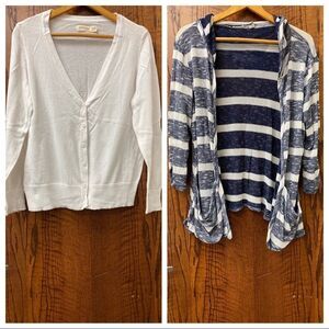 Faded glory academia professor teacher navy and white cardigan sweater 2‎ pack